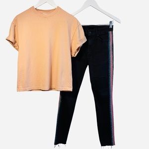 Mother High Waisted Looker Ankle Fray Glitter Racer